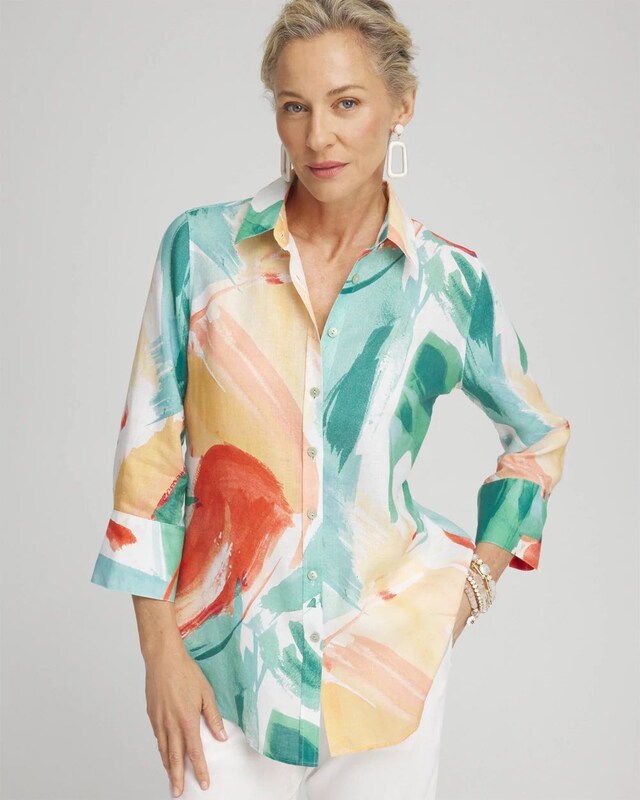 No Iron Linen Abstract Shirt